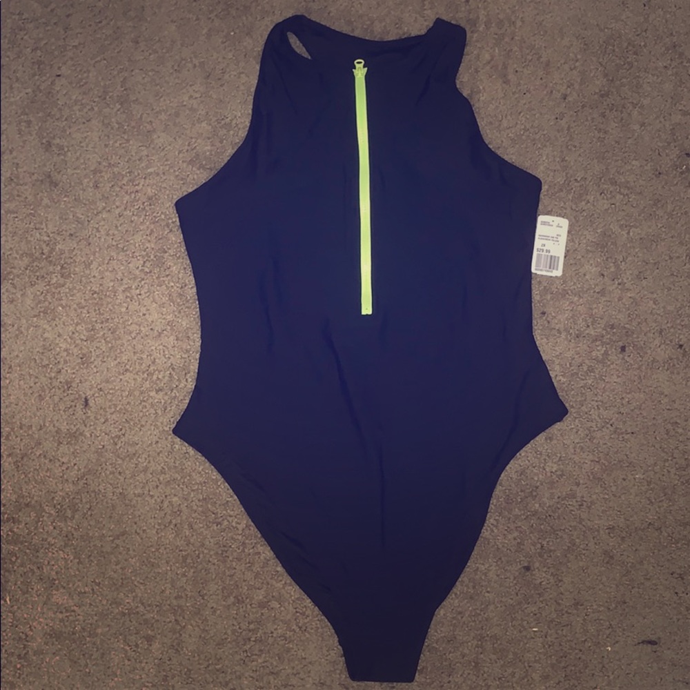 Zip Front One Piece Swimsuit